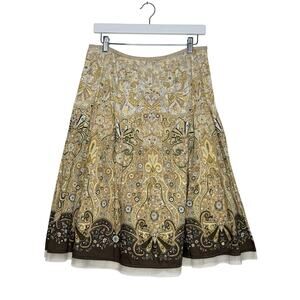 Talbots Paisley A-Line Skirt - Size 10 - 100% Cotton